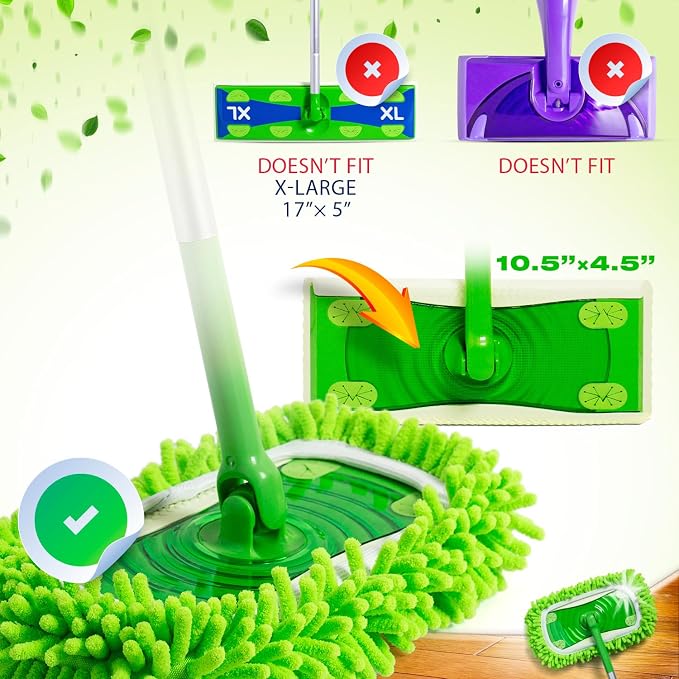 VanDuck Reusable Microfiber Dust Mop Refill for Swiffer Sweeper (2-Pack) | Mop not included, reusable microfiber floor duster, pet hair & dust replacement pads