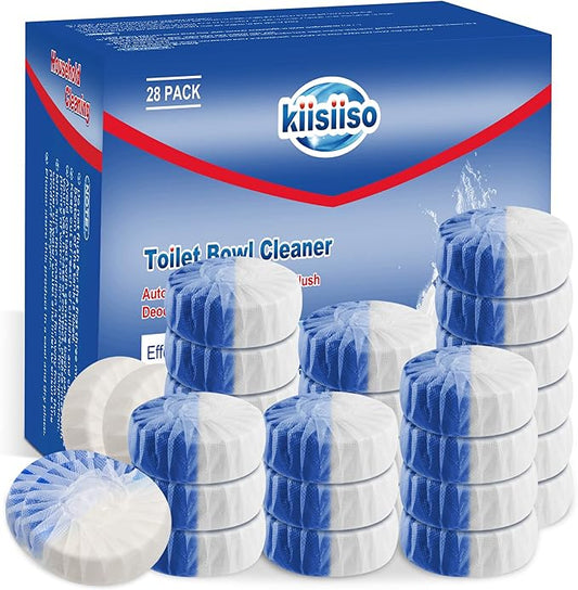 KIISIISO Toilet Bowl Cleaners, Long-Lasting 28 PACK Blue&White, Commercial Household Bathroom Cleaner,Automatic Toilet Tank Cleaners, Multipurpose Janitorial Deodorizers