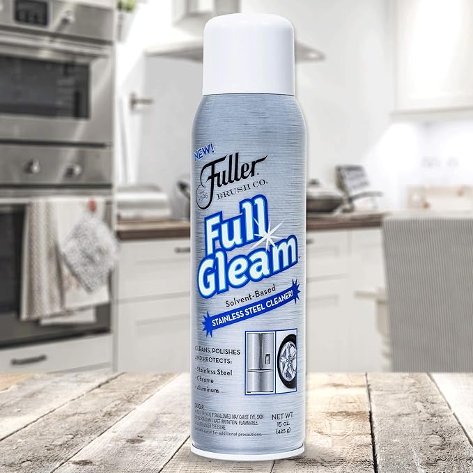 Fuller Brush Full Gleam Stainless Steel Cleaner – 15 oz Spray for Appliances, Chrome, Aluminum & Sinks – Cleans, Polishes & Protects Metal Surfaces (Pack of 2)