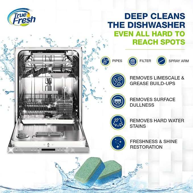 72 Tablets Combo Pack – 48 Dishwasher & Washing Machine Cleaner Tablets + 24 Garbage Disposal Cleaner & Deodorizer Tablets- Removes Limescale, Buildups and mineral deposits