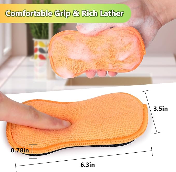 GLIMGLINT 12Pack Dish Sponges Kitchen, Non-Scratch Microfiber Sponges for Cleaning, Reusable Dish Sponge for Dishes, Pots and Pans (Multicolor)