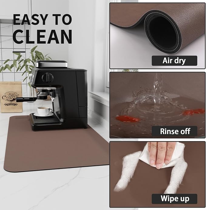 HotLive Coffee Mat - Absorbent Hide Stain Rubber Backed Dish Drying Mat for Kitchen Counter - Bar Mats for Countertops Accessories Fit Under Coffee Maker Espresso Machine