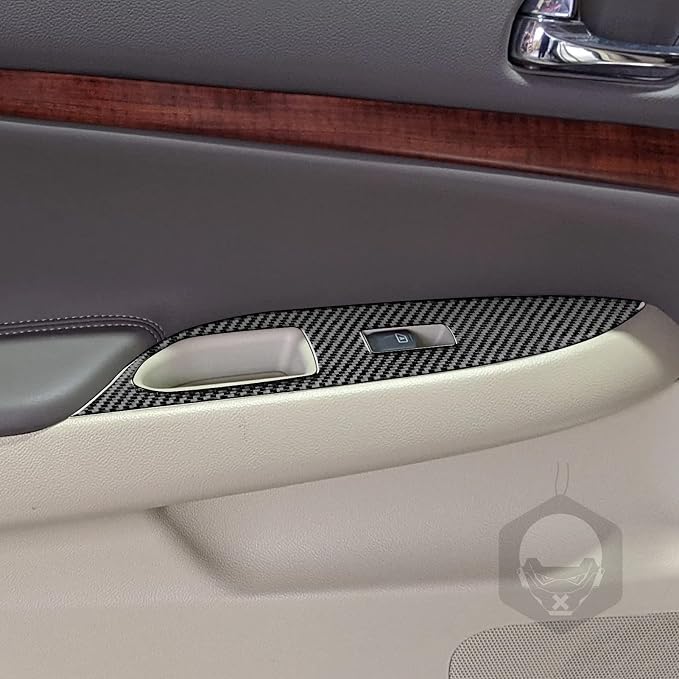 Real Carbon Fiber Trim for Infiniti Accessories | for G37 G25 Q60 Q40 X S Sedan 2008-2015 2009 2010 2011 2012 2013 2014 Window Lift Switch Panel Thick Overlay Decal - B