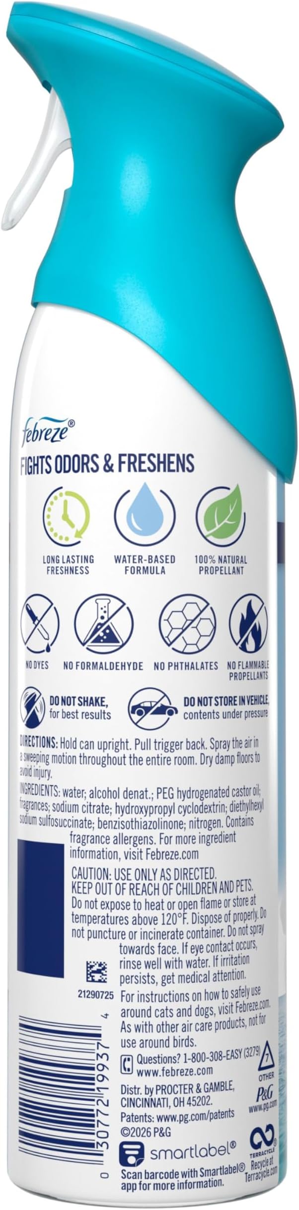 Febreze New & Improved Air Mist Bora Bora Waters, Air Freshener, Home and Kitchen Essentials, Odor Fighting Room Spray (Pack of 6)