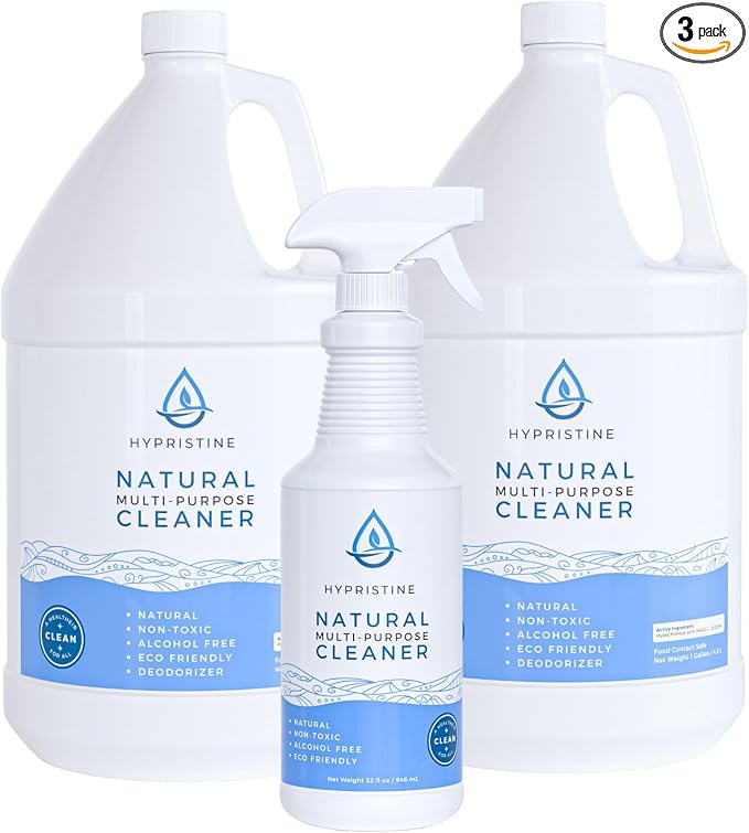 Hypristine Natural Surface Cleaner, 32oz Spray & 2 Pack of 1 Gallon Bottles | Multipurpose