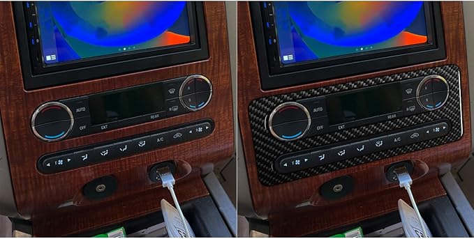 Central Console A/C Stickers Fit for Ford Expedition 2007-2014 Type-A | Real Soft Carbon Fiber | Central Console A/C Control Panel Trim | Accessories | Self-adhesive | Thick Overlay