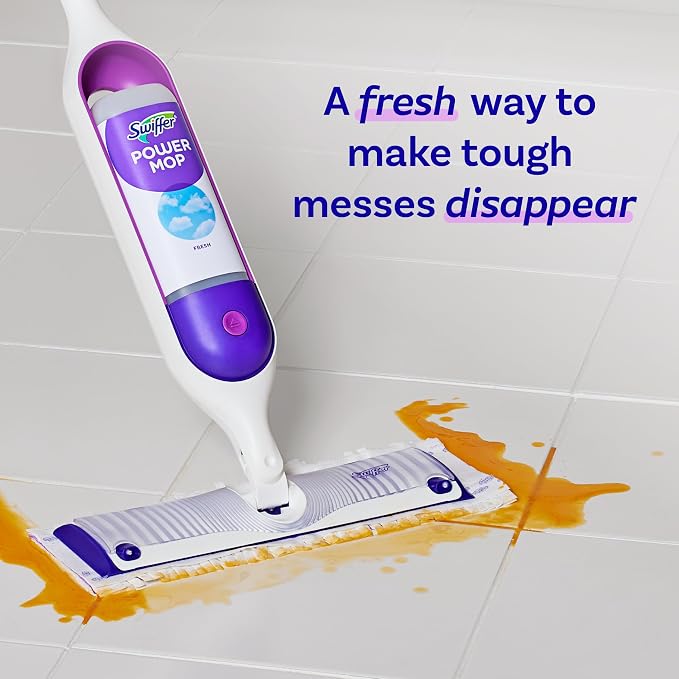 Swiffer PowerMop Liquid Floor Cleaner Refills, Solution for Power Mop, Fresh Scent, 2 Count Mopping Fluid Replacement Bottle, Spray Mops Cleaning Juice, No Bucket Needed, Multi-Surface and Wood