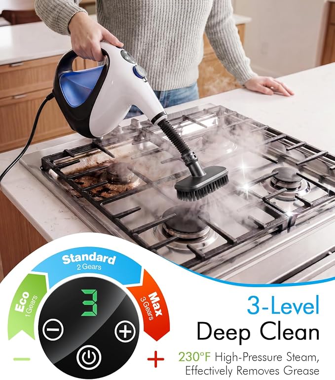 Handheld Steam Cleaner for Home Cleaning 3s Instant Heat-Up No Need to Wait | Only 2 LB Light Weight Easy Refill Portable Steamer Cleaner Hand Held for Furniture Couch Grout Walls Kitchenware Cleaning