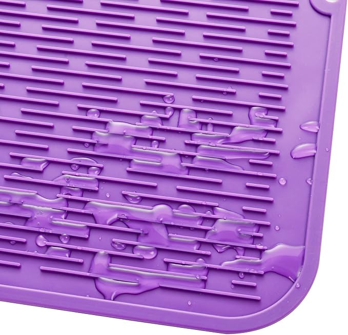 MicoYang Silicone Dish Drying Mat for Multiple Usage,Easy clean,Eco-friendly,Heat-resistant Silicone Mat for Kitchen Counter or Sink,Refrigerator or Drawer Liner Purple 4XL 32 inches x 18 inches
