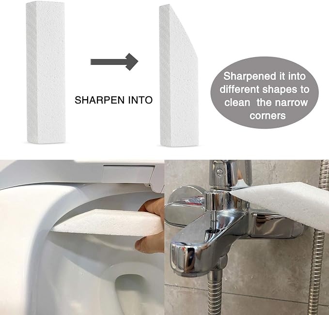 8 Pack Pumice Stone for Toilet Bowl Cleaning, Scouring Stick Remove Hard Water Rings, Calcium Buildup and Rust, Pumice Cleaning Bar for Tile Bath-tub