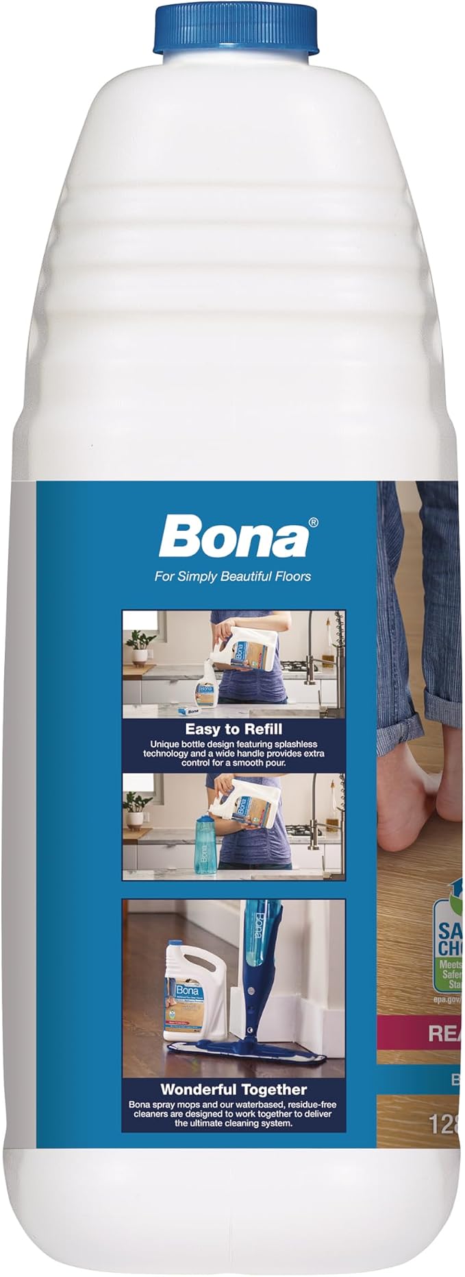 Bona PowerPlus Hardwood Floor Deep Cleaner Refill - 128 fl oz - Refill for Bona Spray Mops and Spray Bottles - Residue-Free Floor Cleaning Solution for Wood Floors | Refill for Bona Spray Mops and Spray Bottles - Residue-Free Floor Cleaning Solution fo...