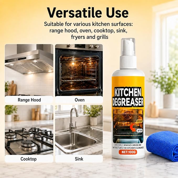 Kitchen Degreaser Spray, BBQ Grill Cleaner Spray, Heavy Duty Degreaser Spray For Outdoor Grill Oven Cleaner, Outdoor Use, Fast-Acting Grease Removal