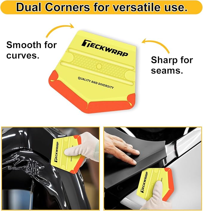 TECKWRAP Felt Squeegee for Vinyl Car Wrap Window Tint - 4PCS, Soft Yellow | Felt Edge Vinyl Squeegee, Scratch-Free Tool for PPF, Decal, Inkjet Sticker Paper & Wallpaper DIY Projects