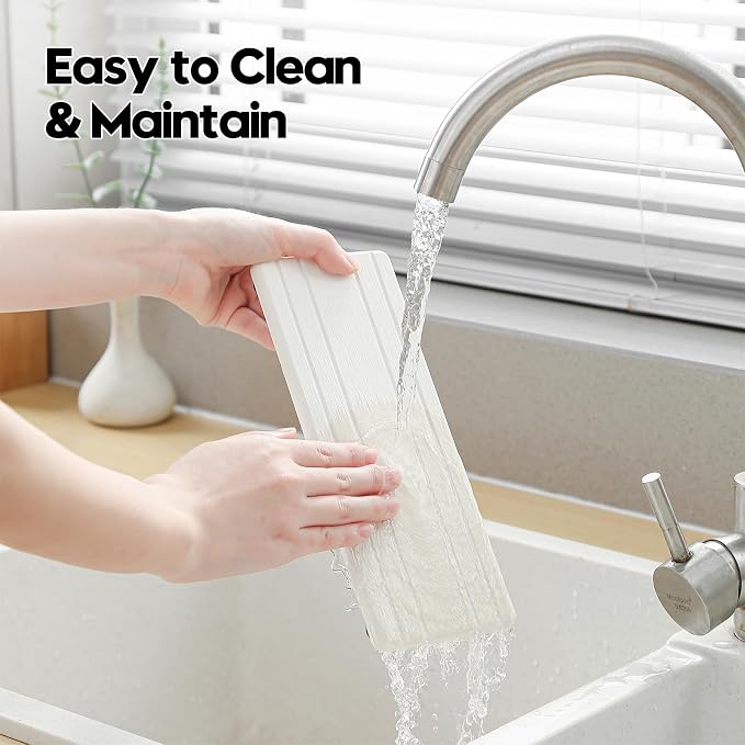 3 Pack Stone Drying Tray, Water Absorbing Stone Sink Mat for Kitchen & Bathroom Counter, Diatomite Soap Dish Vanity Caddy, Sponge Holder Organizer, White - 2pcs of 4.5"x 3.5" and 1pc of 9"x 3.5"