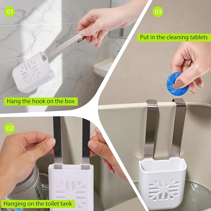 Toilet Tank Tablet Holder, Versatile Toilet Bowl Hanging Cleaner and Deodorizer Hanger, Prevents Flapper Jams & Residue, Extends Life of Drop-In Cleaner Tablets -1PCS