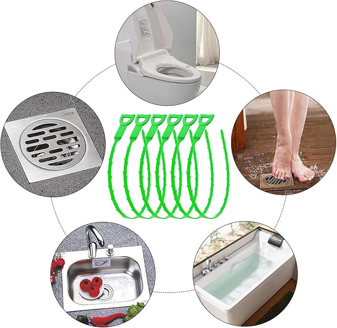 Drain Clog Remover - Gutter Cleaning Tools Drain Cleaner for Toilet Sewer Shower Kitchen Bathroom Tub Clogged Drains Opener Cleaning Tool, Flexible Grabber Claw Pick Up Reacher (7-in-1)