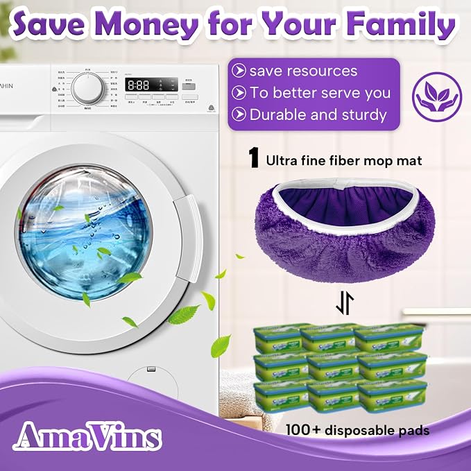 AmaVins 5 Pack Reusable Microfiber Mop Pads Compatible with Swiffer Sweeper Mop, Wet and Dry Flat mop Cover, Washable Mop Pads for Surface/Hardwood Floor Cleaning (Mop is Not Included)