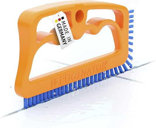 Fuginator Scrub Brush for Tile and Grout: Stiff Nylon Bristle Scrubbing Brush - Bathtub and Shower Scrubber for Floor Joints and Tile Seams - Cleaning Brush (Orange/Blue)