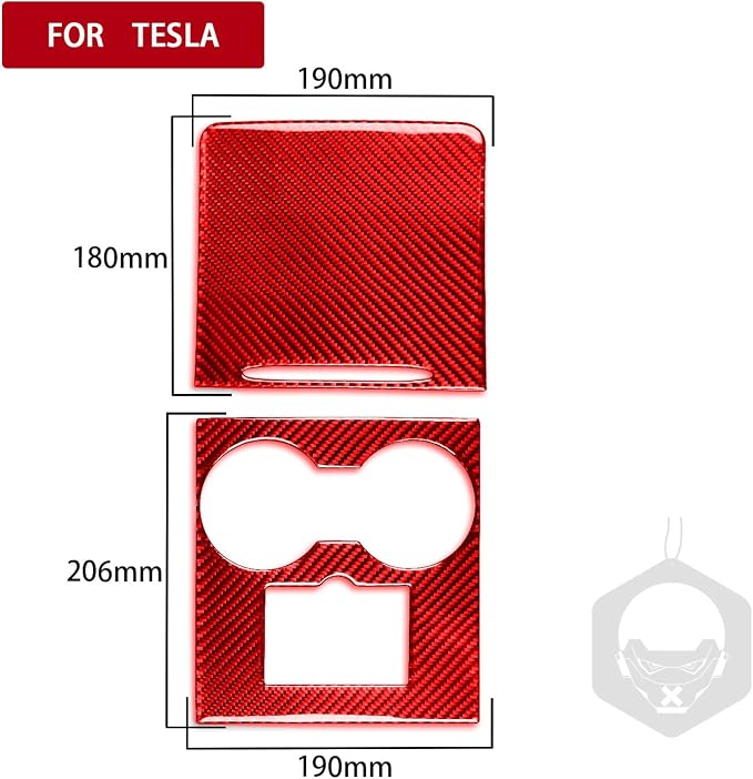 Red Real Carbon Fiber Trim for Tesla Accessories | for Model 3 2017-2022 / Model Y 2020-2024 Front Door Sill Panel Sticker Interior Thick Overlay Decal