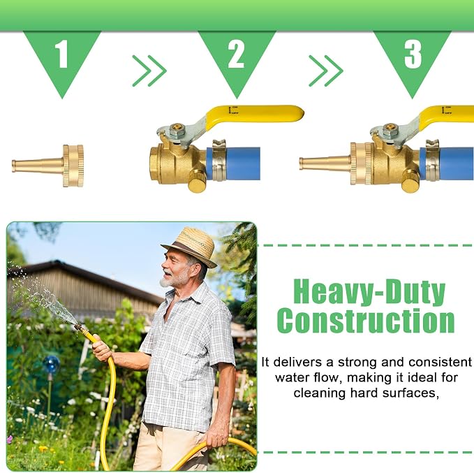 JaGely 12 Pack Brass Hose Nozzle for Garden, Jet Sweeper Nozzles Solid Brass 2" Jet Nozzle for Car Wash, Extra12 Garden Hose Rubber Washers