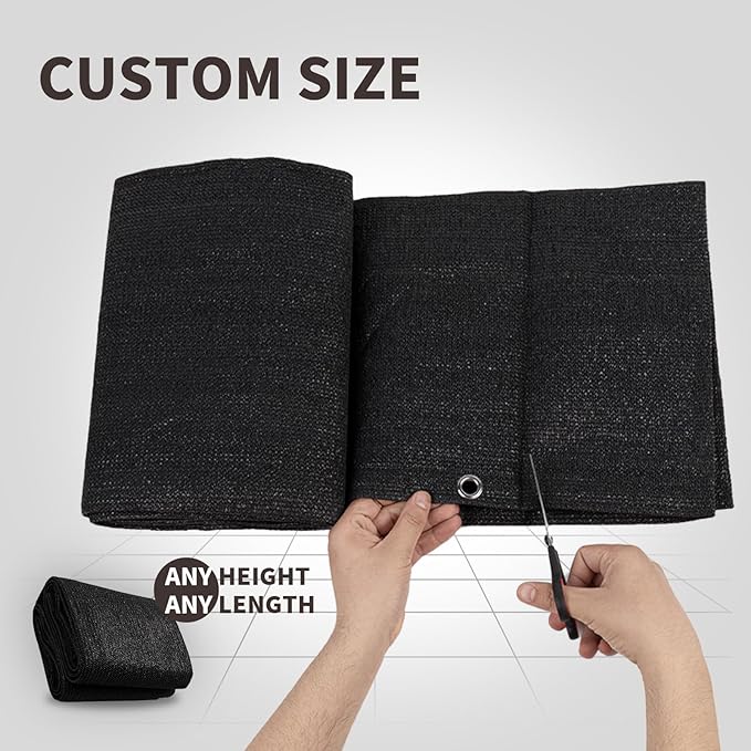 LOVE STORY Custom Size 2.6' x 3' Balcony Privacy Screen Cover, Black | HDPE Fabric, 95% UV Block, Fence Screen for Patio, Railing Cover for Apartment, Privacy Protective, Custom Size Available