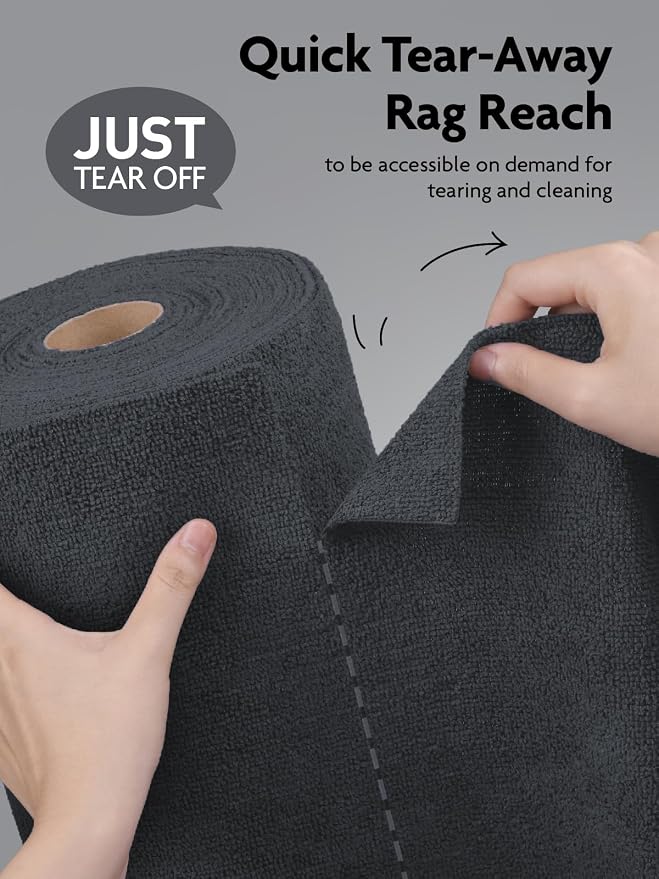 Fantasticlean Microfiber Cleaning Cloth Roll-675 Sheets(9 Rolls of Dimgrey) | 12'' by 12'', Super Absorbent, Lint-free, Tear-away Microfiber Towel Roll, for All-Purpose Cleaning