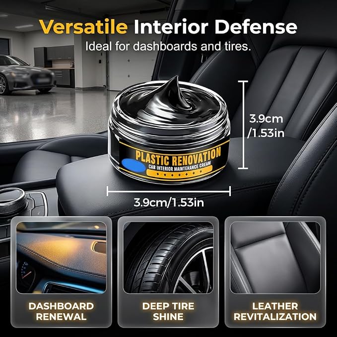 Tire Coating Paste, 2026 New Car Maintenance Cream for Tire Dashboard Seats, Upgraded Car Trim Renewal for Interior Exterior Renovation, Powerful Auto Detailing Cream for Car Owners (3Pcs)