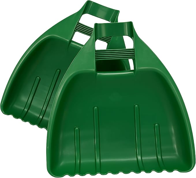 Whitefurze Leaf Grabber Garden Scoops for Removal of Leaves, Grass, Hedge Clippings and Mulching, Green