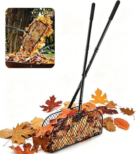 Long Handle Metal Leaf Grabber Rake, Lightweight Leaf Collector for Yard Work, No Bending, Easy Assembly, Labor-Saving Leaf Grabber for Lawn Shrub Debris, Grass & Yard Garbage Cleaning