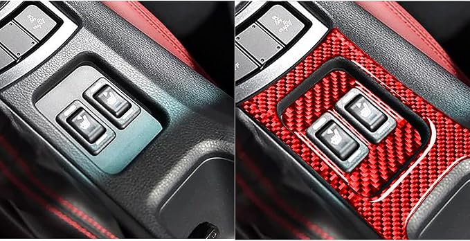 Car Accessories Central Armrest Cover Trim Stickers Compatible with Subaru BRZ 2016 2017 2018 2019 2020 Red Real Carbon Fiber Center Control Panel Interior Decals Type-B