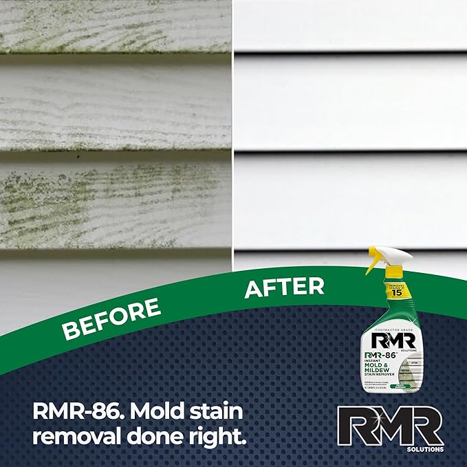 RMR Instant Mold & Mildew Stain Remover Spray + Xtreme Soap Scum Remover, No-Scrub Indoor/Outdoor Cleaning System for Bathroom, Shower, Siding, & Deck, 2–32 Oz Bottles