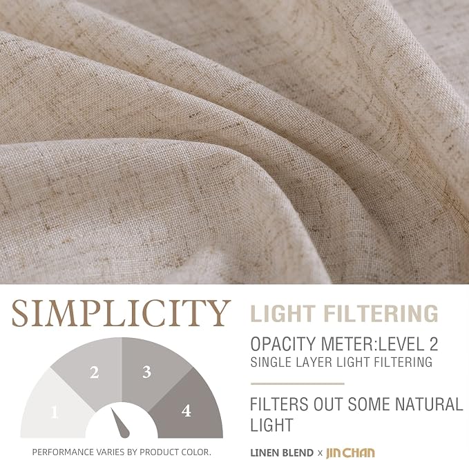 jinchan Lien Tier Curtains and Valances, 26x24, 3 Panels, Crude | Light filtering, rod pocket, cafe curtains, farmhouse, machine washable, small window decor, kitchen, laundry room, RV