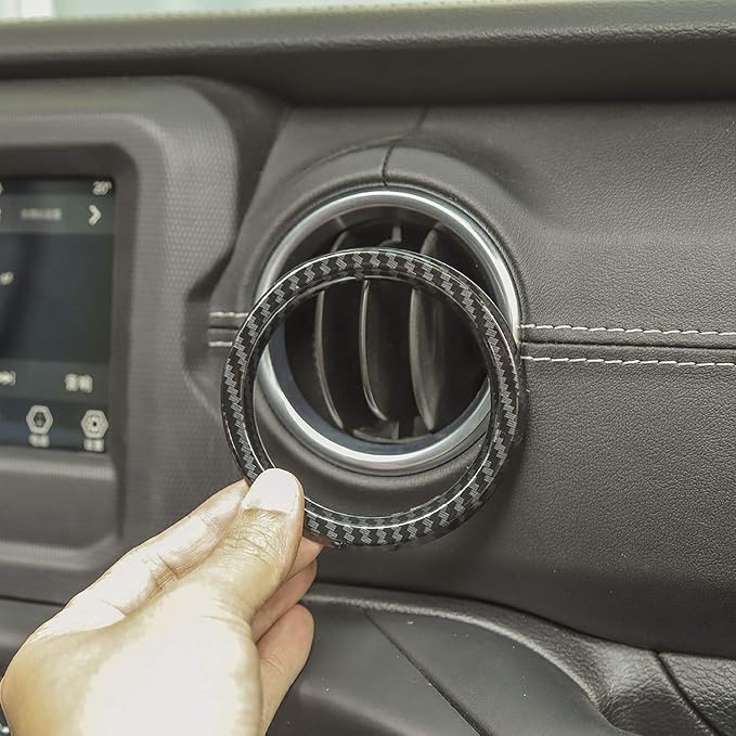 JeCar Interior Trim Kit Dashboard Air Conditioner Vent Ring Interior Accessories Compatible with Jeep Wrangler 2018-2023 JL & Gladiator JT, Carbon Fiber Texture