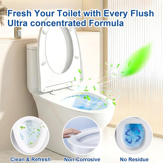 Toilet Bowl Cleaner Tablets with Dual Scent, Long Lasting Toilet Bowl Cleaner Tablets with Sustained-Release Technology, Septic Safe Toilet Bowl Cleaner Tabs for Deodorizing & Descaling,24pcs