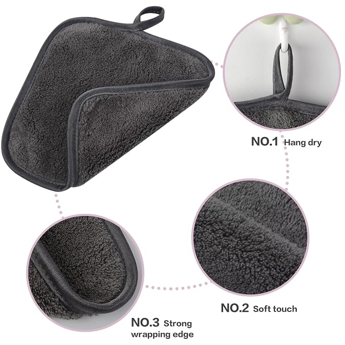 SINLAND Makeup Remover Cloth Reusable Microfiber Face Cloth for Washing Face Makeup Remover Towels Soft Face Washcloth with Mesh Bag 12 Pack 6" x 6"