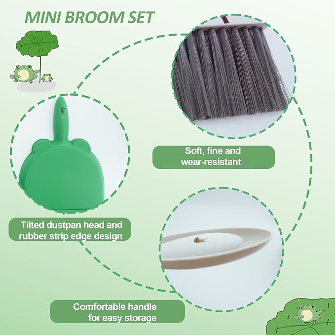 2Pcs Mini Broom and Dustpan Set,Each Set Comes with A Broom and A Dustpan Ldeal for Tight Spaces in Desk Boxes