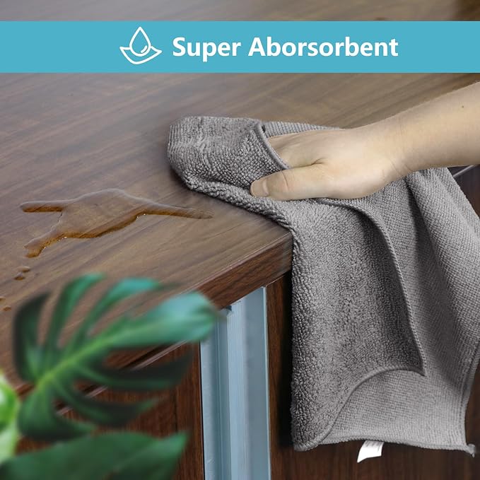 HOMEXCEL Grey Microfiber Cleaning Cloth 400 Pack, Microfiber Towel for Cars, Lint Free, Scratch-Free, Highly Absorbent, and Cleaning Rags for House, Window and Glass, Cars, TV Screen 11.5 X11.5 inch