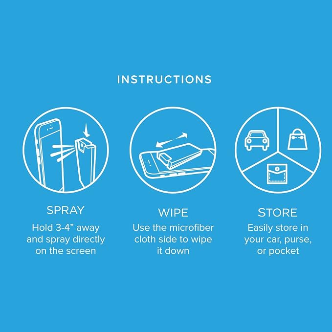 Shine 2-in-1 Screen Cleaner Spray + Microfiber Cloth, 5 Pack | Streak-Free, Ammonia & Alcohol-Free, Safe for All Screens, Reusable Microfiber Cloth, 5 Colors