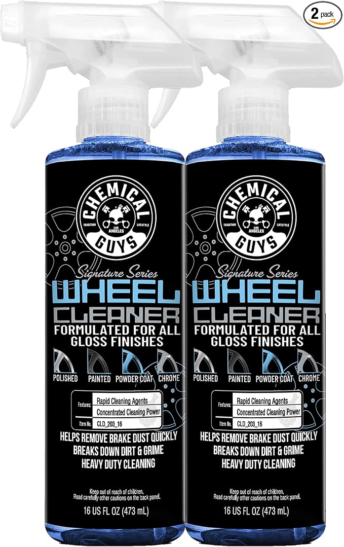 Chemical Guys CLD_203_1602 Signature Series Wheel Cleaner, Formated For All Gloss Finishes, Safe for Cars, Trucks, SUVs, Motorcycles, RVs & More 16 fl oz (2 Pack) | Fast-acting foaming spray clings to wheels to lift brake dust and road grime, safe on c...