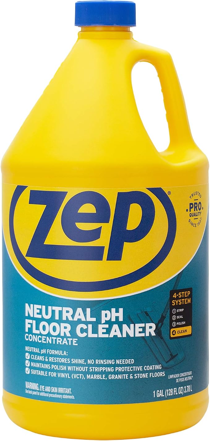 Zep Neutral PH Industrial Floor Cleaner - 1 Gallon - ZUNEUT128 - Concentrated Pro Trusted All-Purpose Floor Cleaner (Pack of 4)
