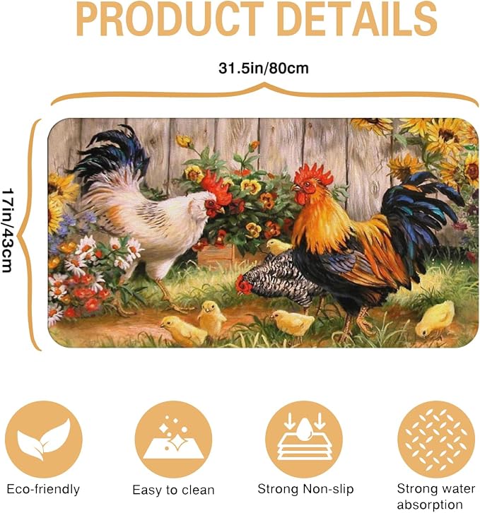 Kitchen Countertop Dish Drying Mat,Super Absorbent Coffee Bar Mat for Maker Espresso Machine, Anti-Slip Accessories for Kitchen Countertops 17x31 Inch