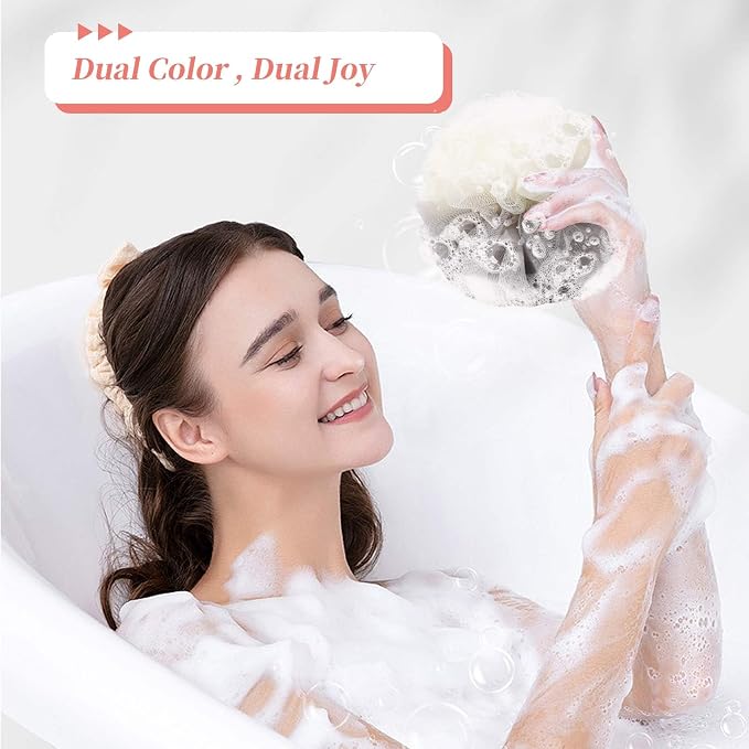 FARMOGA Bath Loofah Sponge Back Scrubber Shower Sponge Soft Mesh Exfoliator Pouf Shower Ball Bath Sponges for Women and Men Bath Accessories