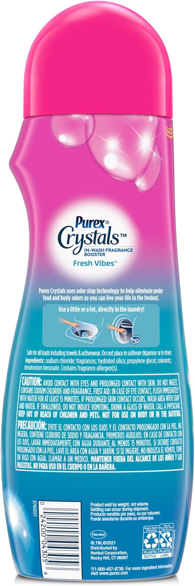 Purex Crystals In-Wash Fragrance and Scent Booster, Fresh Vibes, 21 Ounce, 4 Count (Pack of 2)
