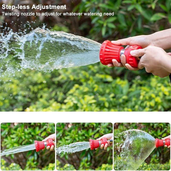 FANHAO Fireman Style Garden Hose Nozzle, High Pressure Adjustable Sprayer | Rustproof Metal, Step-less Spray Adjust, Ergonomic Anti-Slip Soft Grip Fire Hose Sprayer Nozzle for Garden, Patio, Car & Pet