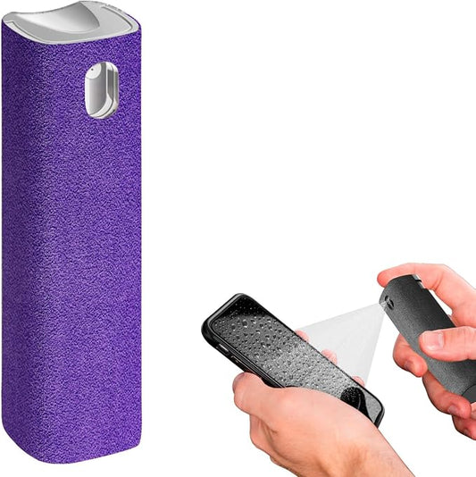 IO CLEAN Mini Screen Cleaner Spray – Finger Proof Screen Cleaner for | Smartphones, iPads, MacBooks, Laptops, Car Screens, Touchscreens – 3in1 Mist Cleaner, Microfiber Cloth and Cover -Purple