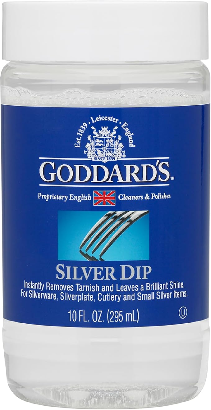 Goddard's Silver Cleaner Dip – Silver Jewelry Cleaner Solution for Filigree Metalwork & Small Items – Professional Use Tarnish Remover – Silverware Cleaning Supplies (10 oz)