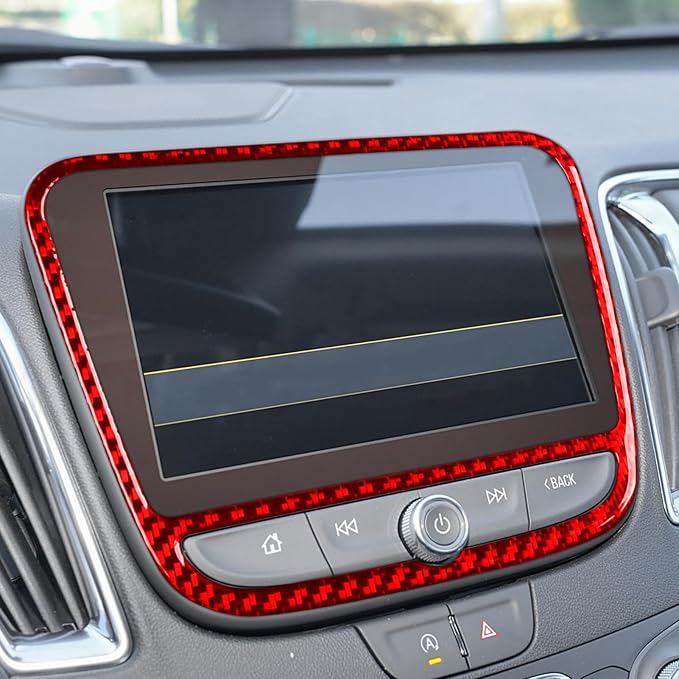 Real Carbon Fiber Trim for Chevy Malibu 9th Gen Accessories | for 2016-2024 Navigation Screen Panel Frame Sticker Interior Thick Overlay Decal