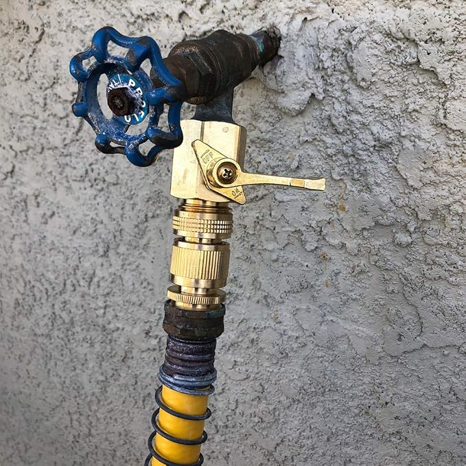 HQMPC Garden Hose Quick Connector Water Hose Quick Connect ¾ inch GHT Brass Easy Connect Fitting Quick Connect Hose Fittings Garden Hose Fitting Water Hose Connectors (3SETS)