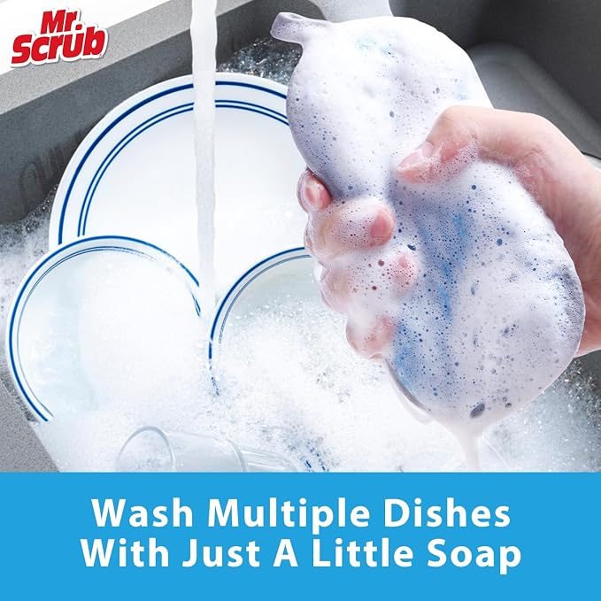 Sponges Kitchen Dish Sponge for Washing Dishes Cleaning Kitchen, All-Purpose, 3 Pack, Non Scratch, Rough Scrubbers Side for Non-Stick Cookware, Soft Microfiber Scrub Side for Dishes, Mr. Scrub