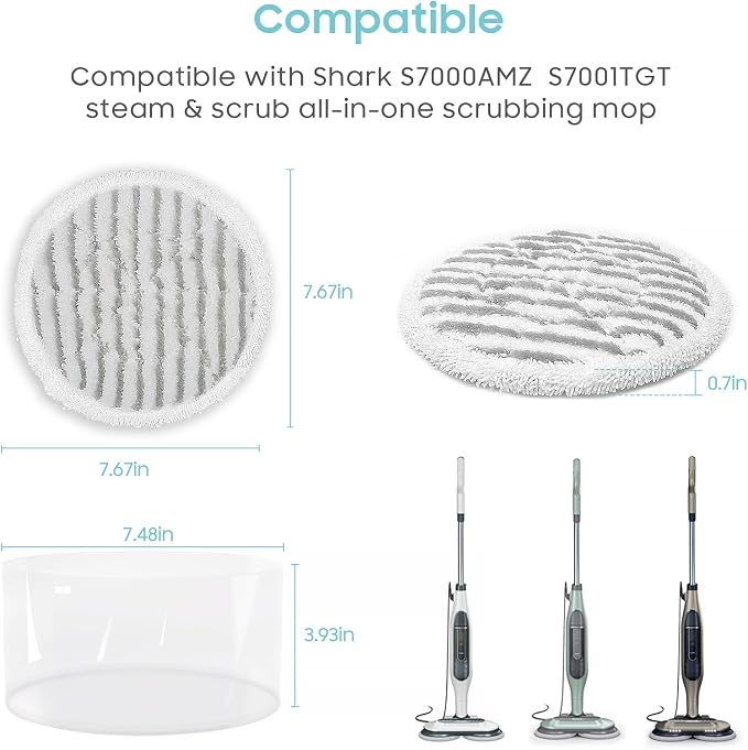 AIR U+ 8 Pack Multifunctional Steam Mop Pads for Shark Steam & Scrub Mop | Washable Steam Mop Pads for Various Floor Type, for Shark S8201 S8001 S7001 S7201 S7000AMZ S7000 S7005 S7020 S7001C Steam Mop